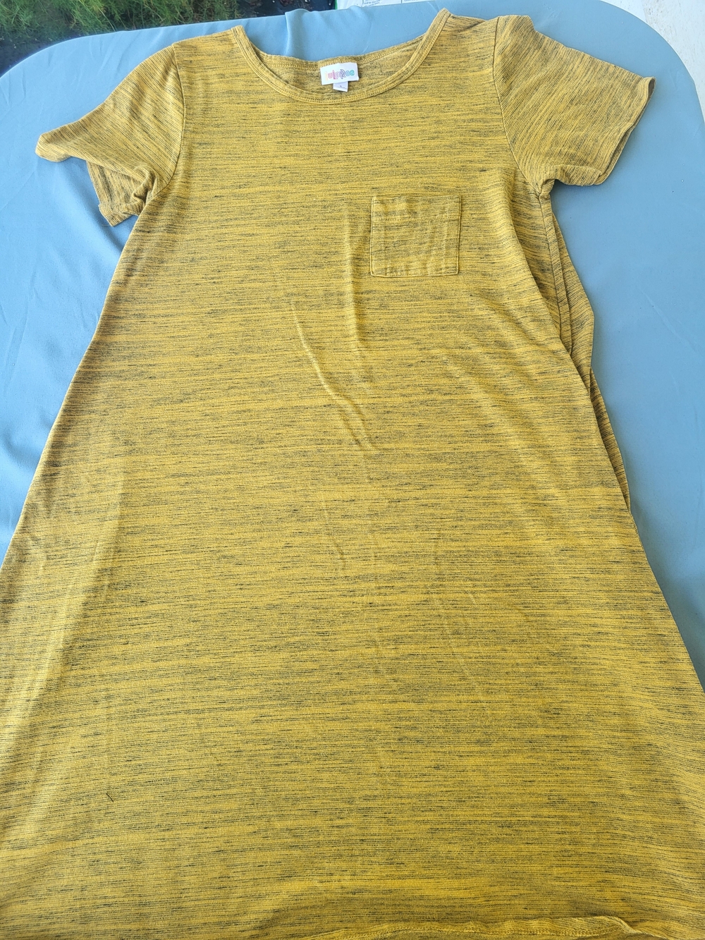 LuLaRoe Yellow Heathered Short-Sleeve Pocket Midi Dress